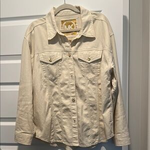 Michael Kors Cream Jean Jacket with Relaxed Fit